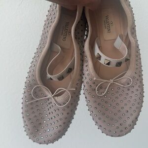 Valentino Studded Flats - Light Brown